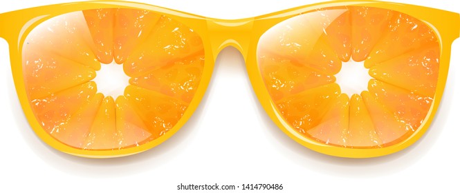 Sunglasses With Orange And White Background With Gradient Mesh, Vector Illustration