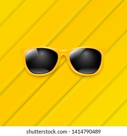 Sunglasses With Orange And Yellow Background With Gradient Mesh, Vector Illustration