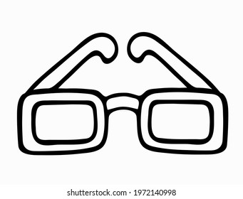 Sunglasses outline isolated vector illustration on white background. 