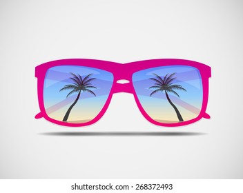 Sunglasses with a Palm Tree Vector Illustration EPS10