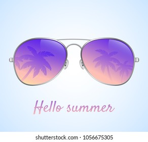 Sunglasses With Palms Reflection Vector Illustration