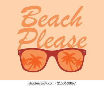 Sunglasses with Palms Reflection. Sunglasses Vector. Sunglasses illustration Background Beach Please.