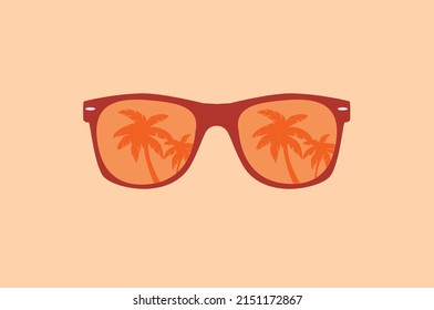 Sunglasses with palms  reflection vector illustration