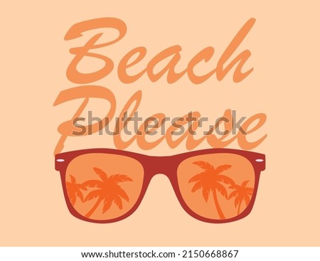 Sunglasses with Palms Reflection. Sunglasses Vector. Sunglasses illustration Background Beach Please.