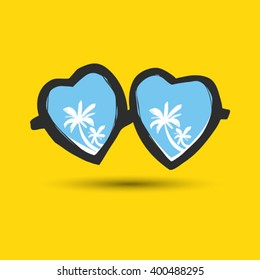 Sunglasses with palms. Vector illustration