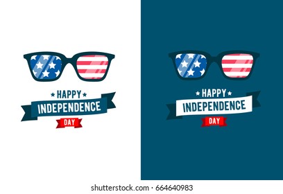 Sunglasses patriot independence day 4th of July typographic design.