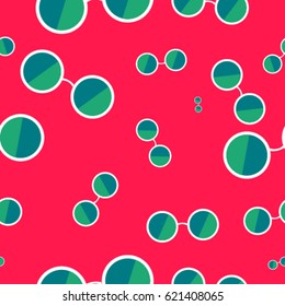 Sunglasses pattern with green lens color on red pink background color