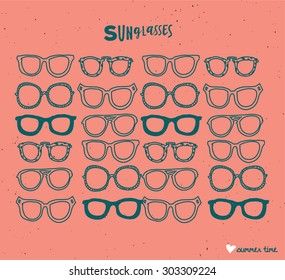 Sunglasses- pattern illustration, editable vector