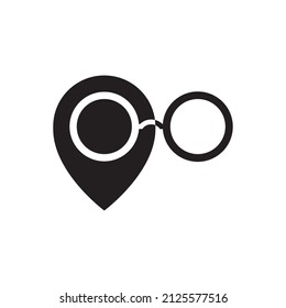 gafas de sol con diseño de logotipo de ubicación de mapa de pin, símbolo gráfico vectorial ilustración de icono idea creativa