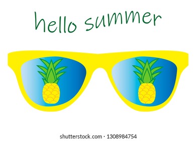 sunglasses with pineapple. sunglasses for t-shirt print and other uses