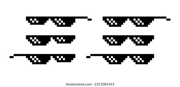 Sunglasses pixel art vector. Thug life glasses vector illustration.