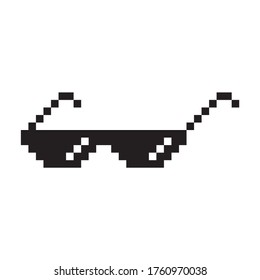 Icono vector de estilo de píxel de gafas de sol. Símbolo pictograma de gafas pixeladas.