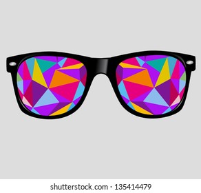 Sunglasses with Polygons Abstract Geometric Triangles Vector Illustration Background Hipster Style
