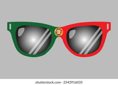 Sunglasses with Portugal flag, Portugal flag vector graphic, Portugal country flag is a symbol of freedom, National Portugal flag, vector illustration
