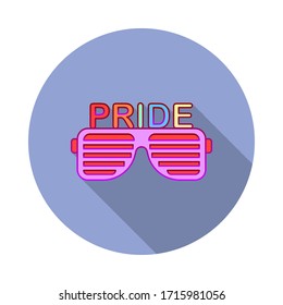Sunglasses, pride day long shadow icon. Simple color vector of World pride day icons for ui and ux, website or mobile application