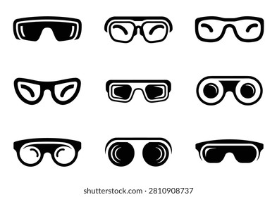 Sunglasses and protective goggles icon set vector