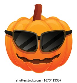 Sonnenbrillen Kürbissymbol. Cartoon der Sonnenbrille Kürbis Vektorillustration Symbol für Webdesign einzeln auf weißem Hintergrund