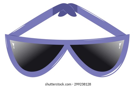 Sunglasses with purple rim. Sun protection. Vector illustration