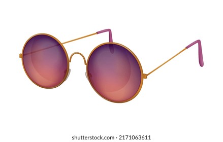 Gafas de sol composición realista con imagen aislada de anteojos aviadores en ilustración vectorial de fondo en blanco