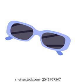 Gafas de sol, marco de Formas rectangulares y lentes. Accesorio de moda, gafas para la protección solar del verano, estilo retro moderno. Diseño de gafas con estilo. Ilustración vectorial plana aislada sobre fondo blanco