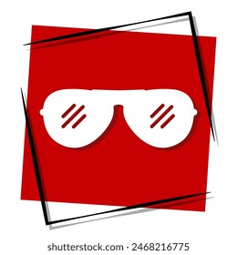 sunglasses red banner. Vector illustration.