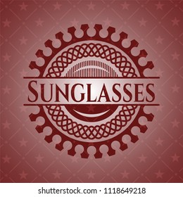 Sunglasses red emblem. Retro