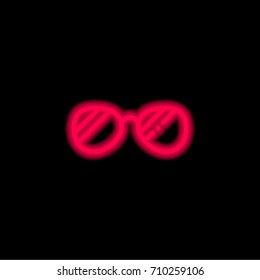 Sunglasses red glowing neon ui ux icon. Glowing sign logo vector