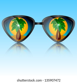 sunglasses with reflection of trees