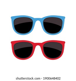 sunglasses retro blue and red vector illustration