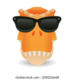 Sunglasses Rex Dinosaur Prehistoric Emoji Ancient Illustration Face Vector Design Art Clip Art Icon Head.