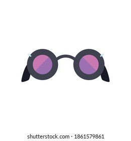 gafas de sol de marco redondo, estilo plano sobre el fondo blanco diseño de ilustración vectorial