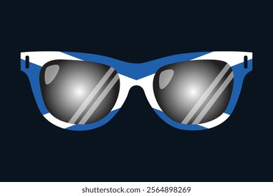 Sunglasses with Scotland flag, Scotland flag vector graphic, Scotland country flag is a symbol of freedom, National Scotland flag, vector illustration
