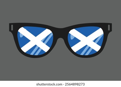 Sunglasses with Scotland flag, Scotland flag vector graphic, Scotland country flag is a symbol of freedom, National Scotland flag, vector illustration
