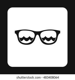 Sunglasses with sea reflecting icon in simple style on a white background vector illustration