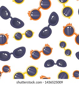 Sunglasses seamless pattern. Colored vector illustration in cartoon style.