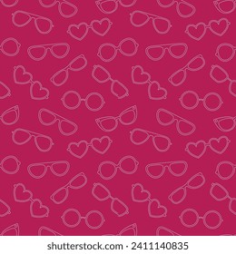 Sunglasses seamless pattern outline doodle hand drawn vector objects