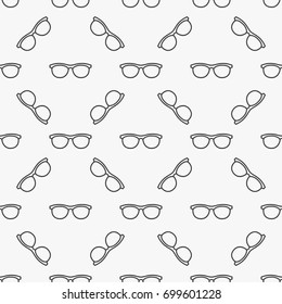 Sunglasses seamless vector pattern. Thin line glasses minimal background