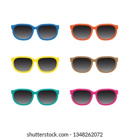 Sunglasses set icons isolated on white background. Vector illustration