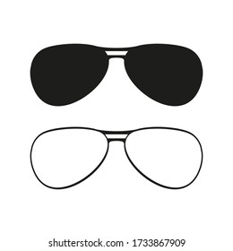 Las gafas de sol establecen un icono aislado en un estilo plano. Ilustración vectorial aislada.