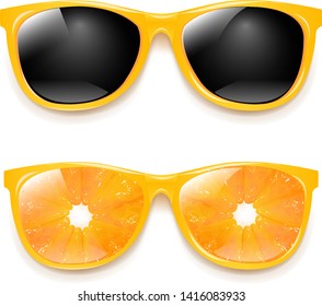 Sunglasses Set Isolated White Background With Gradient Mesh, Vector Illustration