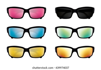 Sunglasses set. Modern style. Assorted colors. 