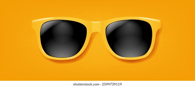 Sunglasses Set With Orange Poster With Gradient Mesh, Vector Illustration