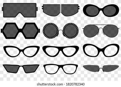 Sunglasses set, Summer eyewear sun protection sunglass. vector