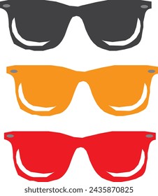 Sunglasses set, Summer eyewear sun protection sunglass. Fashion spectacles accessory. Plastic frame modern eyeglasses. Vacation item. Vector Art.