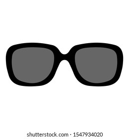 Sunglasses set. Trendy sunglasses. Summer eyeglasses. Fashion collection. Summer vacation item. Sunglasses for tropical trip. Black glasses with dark glasses. Vector illustration.