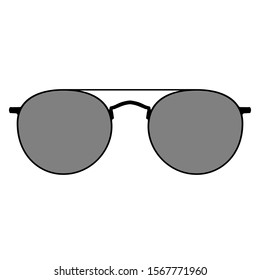 Sunglasses set. Trendy sunglasses. Summer eyeglasses. Fashion collection. Summer vacation item. Sunglasses for tropical trip. Black glasses with dark glasses. Vector illustration.