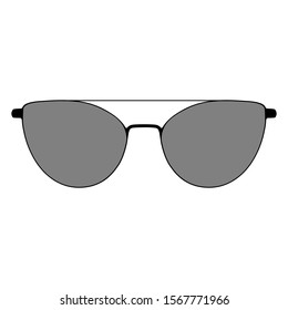 Sunglasses set. Trendy sunglasses. Summer eyeglasses. Fashion collection. Summer vacation item. Sunglasses for tropical trip. Black glasses with dark glasses. Vector illustration.