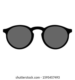 Sunglasses set. Trendy sunglasses. Summer eyeglasses. Fashion collection. Summer vacation item. Sunglasses for tropical trip. Black glasses with dark glasses. Vector illustration.