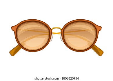 Sunglasses or Shades of Circular Shape as Protective Eyewear Vector Illustration