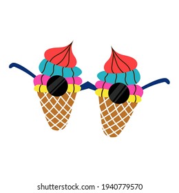 Sunglasses in the shape of ice cream. Sun glasses. Summer isolated accessory on white background. Vector illustration.